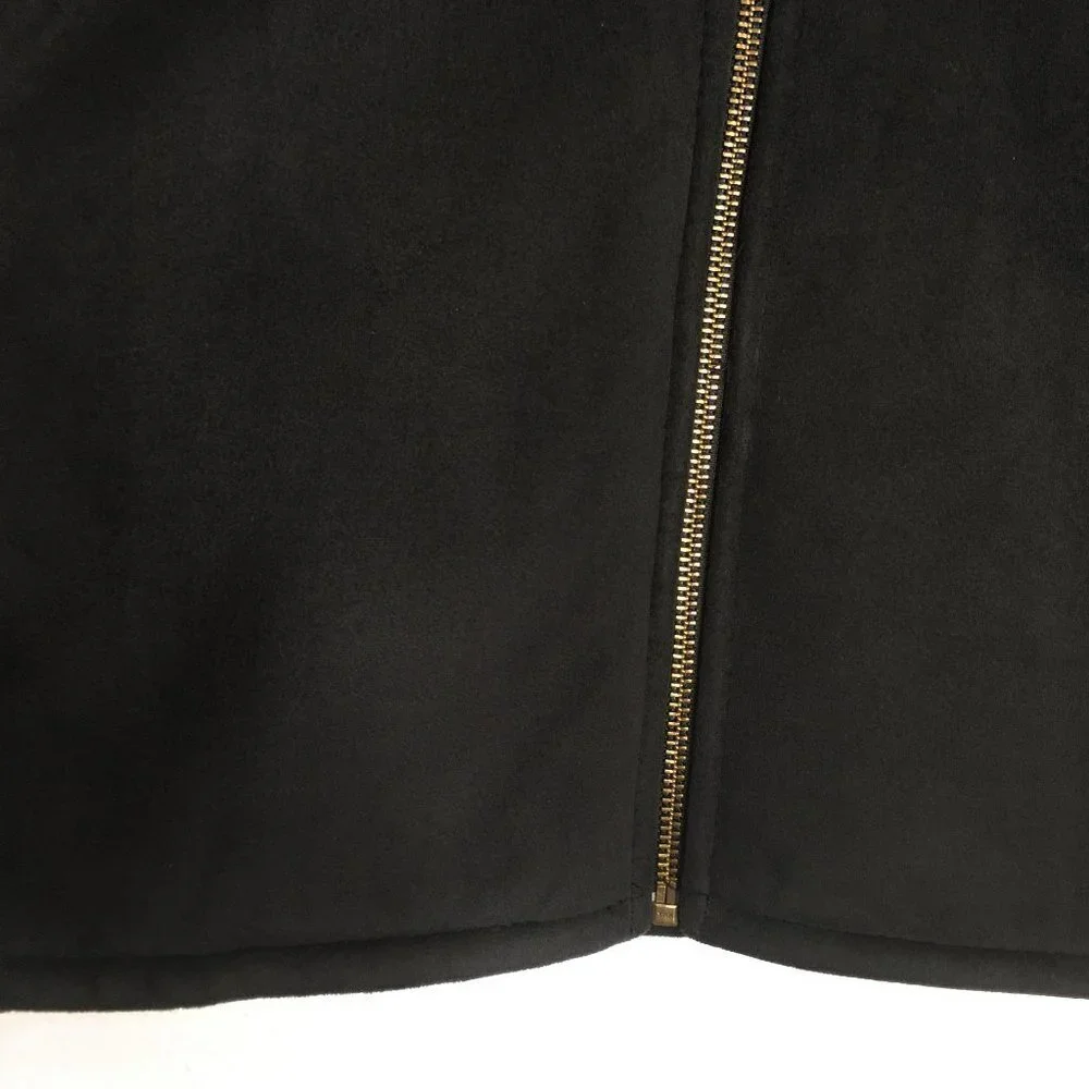 COUNTY CLOTHING CO. Faux Suede Sherpa Lined Zip Up Shearling Jacket Black MEDIUM - Picture 10 of 12